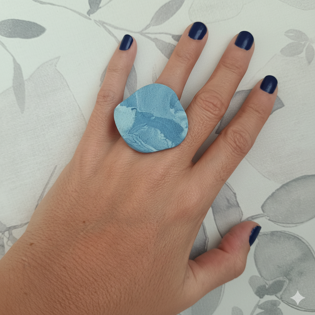 Anillo geométrico azul