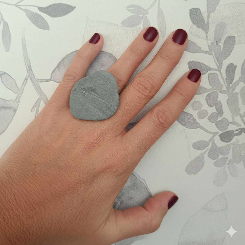 Anillo geométrico gris