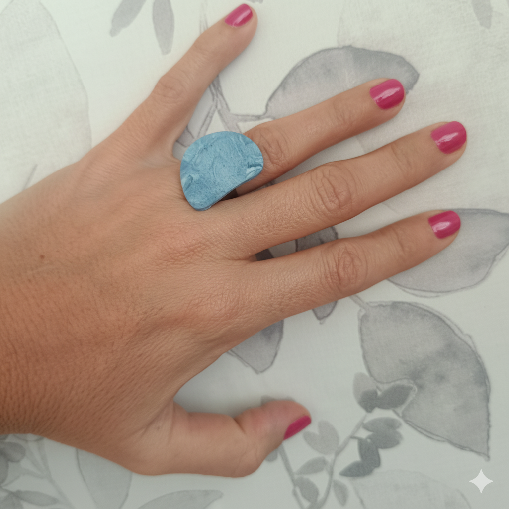 Anillo geométrico azul txiki