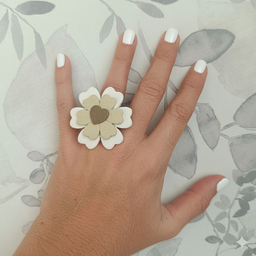 Anillo flor blanco